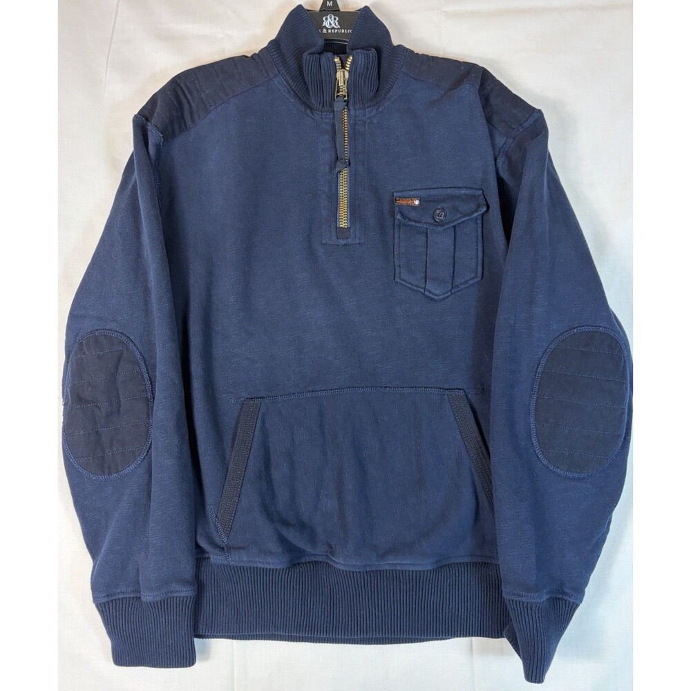 Polo By Ralph Lauren Sweater 1/4 Zip Pullover Navy Blue Mens L Nautical Vintage